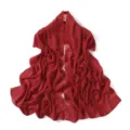 Exquisite floral embroidered details and soft red chiffon texture of this elegant women scarf. - Rose Red