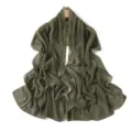 Elegant green chiffon scarf with floral embroidery, lightweight women's shawl and sun protection. - 8# Army Green