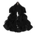 Black chiffon embroidered scarf shawl, elegant lightweight summer sun protection wrap. - Versatile Black
