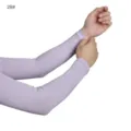 Solid color sun protection ice sleeves for women and men, breathable uv protection arm sleeves. - One Size / Cream Grape