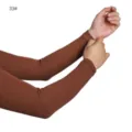 Solid color modal cotton sun protection ice sleeves, variant 33# brown arm covers for outdoor. - One Size / Maillard Brown