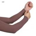 Solid color modal cotton sun protection arm sleeves for women and men, coffee color, breathable. - One Size / Hazelnut Milk Coffee