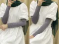 Solid color modal sun protection arm sleeves in purple, uv blocking cooling sleeves for women. - One Size / Smoke