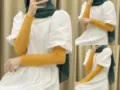 Solid color modal sun protection arm sleeves for outdoor driving sports and daily UV block. - One Size / Camellia Yellow