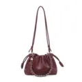 Sac bandoulière nuage en cuir bordeaux avec chaîne dorée, pochette bourse élégante. - Bordeaux