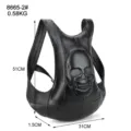 Black Leather Skull Backpack Motorcycle Vest Bag Large Capacity Halloween Travel Bag - Black
