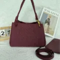 Burgundy woven suede shoulder bag for women, stylish retro large capacity hobo handbag. - Medium 29.5*17.5*18.5cm / Burgundy
