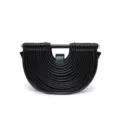 Schwarze plissierte Halbmond Handtasche mit U-form Griff, schicke strukturierte Abendtasche. - 29*8*19 / Schwarz