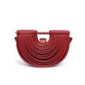 Elegante rote Lederhalbmond Handtasche mit einzigartigem U-formigen Plissee Design. - 29*8*19 / Burgunderrot