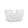 Weisse architektonische Leder Handtasche im Halbmond Design mit U-foermiger Griff-Oeffnung und Henkel. - 29*8*19 / Gebrochenes Weiß