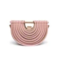 Sac à main demi-lune tubulaire tressé rose et marron foncé avec poignée évidée en U. - 29*8*19 / Rose Bloc de Couleur