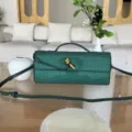 Sac de soirée cristal vert foncé, élégant sac bandoulière en strass avec fermoir nœud or. - Émeraude