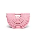 Sac à main demi-lune rose structuré, design tubulaire en cuir chic avec poignée et métal. - 29*8*19 / Rose