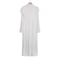 Elegant white long sleeve pleated maxi dress featuring an integrated hijab headscarf. - One Size / Dresses / Cream White