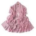 Elegant pink chiffon rhinestone scarf shawl lightweight breathable women fashion accessory long wrap - 23# Peach Pink