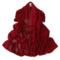 Elegant red chiffon hijab shawl with rhinestone rose patterns and sparkling crystal borders. - 13# Ruby Red