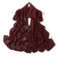 Close-up detail of luxurious rhinestone chiffon hijab scarf with elegant sparkling pearl patterns. - 19# Cherry Red