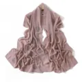 Elegant dusty pink chiffon scarf featuring rhinestone rose patterns and sparkling beaded borders. - 28# Oak Pink