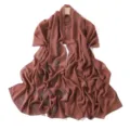 Detailed view of rhinestone chiffon hijab scarf with decorative spiral rose patterns, elegant. - 21# Champagne Rose Pink