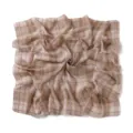 Retro British style plaid square scarf, classic checkered print chiffon women shawl and head wrap. - Beige Brown Plaid