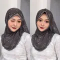 New Chinese style pleated mesh printed hijab head cover fashion elastic women headwear hat - One Size / Bow Gray Brown