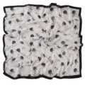 Chic white square chiffon scarf with black floral and bow print, elegant neckerchief wrap. - 1# Rose Gray