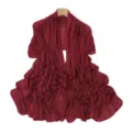 Burgundy sheer mesh shawl scarf featuring sparkling rhinestones detail, lightweight and elegant design. - 1# Cloud Ink Purple