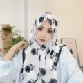 Chiffon floral print hijab square scarf, elegant black and white design for daily wear. - 3# Black Knight Rose