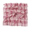Retro British pink plaid chiffon square scarf elegant women hair band neckerchief shawl - Pink White Plaid