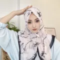 Korean style sweet bow chiffon square scarf hijab lightweight breathable hair wrap shawl for women - 4# Pink Curve Bow