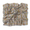 Retro British style plaid chiffon square scarf, elegant blue and yellow tartan print design. - Mint Yellow Plaid