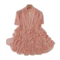 Detailed view of pink rhinestone mesh shawl fabric, sparkling rhinestones on sheer lightweight fabric. - 4# Peach Pink