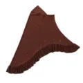 Detail view of brown rhinestone ruffle hijab, elegant swallowtail design with crystal studs. - One Size / Retro Coffee