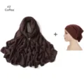 Solid color rayon long scarf and matching inner cap set in coffee color, elegant hijab. - Coffee