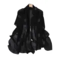 Black chiffon rhinestone polka dot scarf detail, elegant long shawl wrap for women. - 4# Black