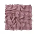 Detailed close-up of the crinkled square scarf showing soft texture and lettuce edge. - Leather Pink