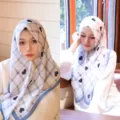 Foulard carre carreaux bleus coeur noir chiffon hijab elegant mode femme accessoire chic. - 6# Bloc Cœur Carreau