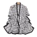 Sciarpa in chiffon con stampa a cuore nero e bianco scialle lungo elegante accessorio e versatile - 175cm / Bianco