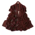Sparkling rhinestone red chiffon hijab scarf detail showing delicate crystal patterns. - 20# Chestnut Brown