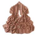 Solid color rhinestone chiffon long scarf elegant hijab head wrap for women lightweight daily wear - 27# Coconut Candy