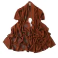 Close-up view of the brown rhinestone chiffon hijab, showing delicate hot-drill patterns. - 25# Honey Brown