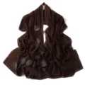 Dark brown chiffon scarf with rhinestone rose pattern, elegant long hijab for women daily wear. - Coffee