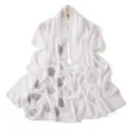 White chiffon scarf with rhinestones, elegant long shawl wrap for women, lightweight. - 11# Cream White