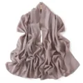 Detailed view of shimmery chiffon scarf featuring delicate sparkling rhinestone embellishments. - 7# Oak Brown Pink