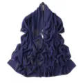 Detailed view of the dark blue rhinestone embellished chiffon scarf showcasing texture and sparkle. - Fog Blue
