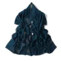 Dark blue chiffon hijab scarf with elegant rhinestone spiral patterns and sparkly edges. - 5# Indigo Blue
