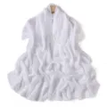 White chiffon rhinestone embellished long scarf, sparkling starry design, elegant shawl. - 12# Cool White