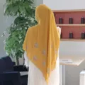 Elegantes Strass-Rosen-Chiffon-Hijab-Tuch, hochwertiges gelbes Kopftuch mit feinem Glanz. - 17# Senfgelb