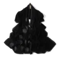 Black chiffon hijab scarf featuring sparkling rhinestone rose pattern and beaded edges detail. - 1 - Classic Black
