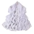 Elegant white chiffon hijab scarf featuring sparkling rhinestone rose patterns and delicate borders. - 12# Snow White